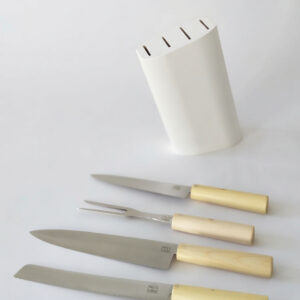 Ceppo coltelli in legno laccato bianco