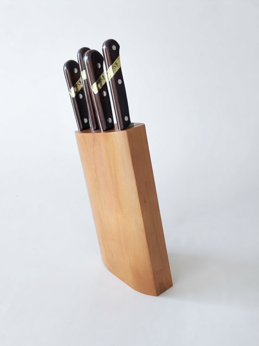 Ceppo in legno con 4 coltelli - immagine 2