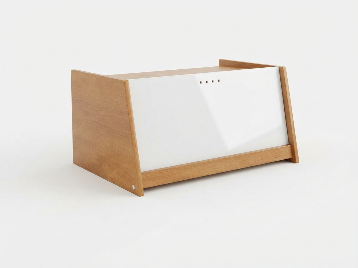 portapane legno con anta in plexiglass bianco